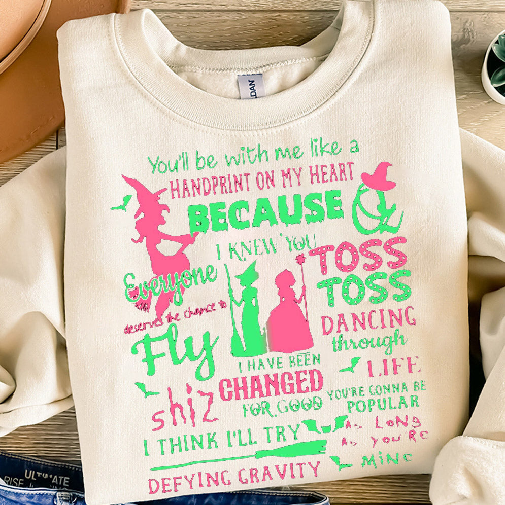 Wicked Glitter Shirt, Wicked Defy Gravity Broomstick Magic Wand Shirt, Wizard of Oz Movie Fan Sweatshirt, Movie Merch