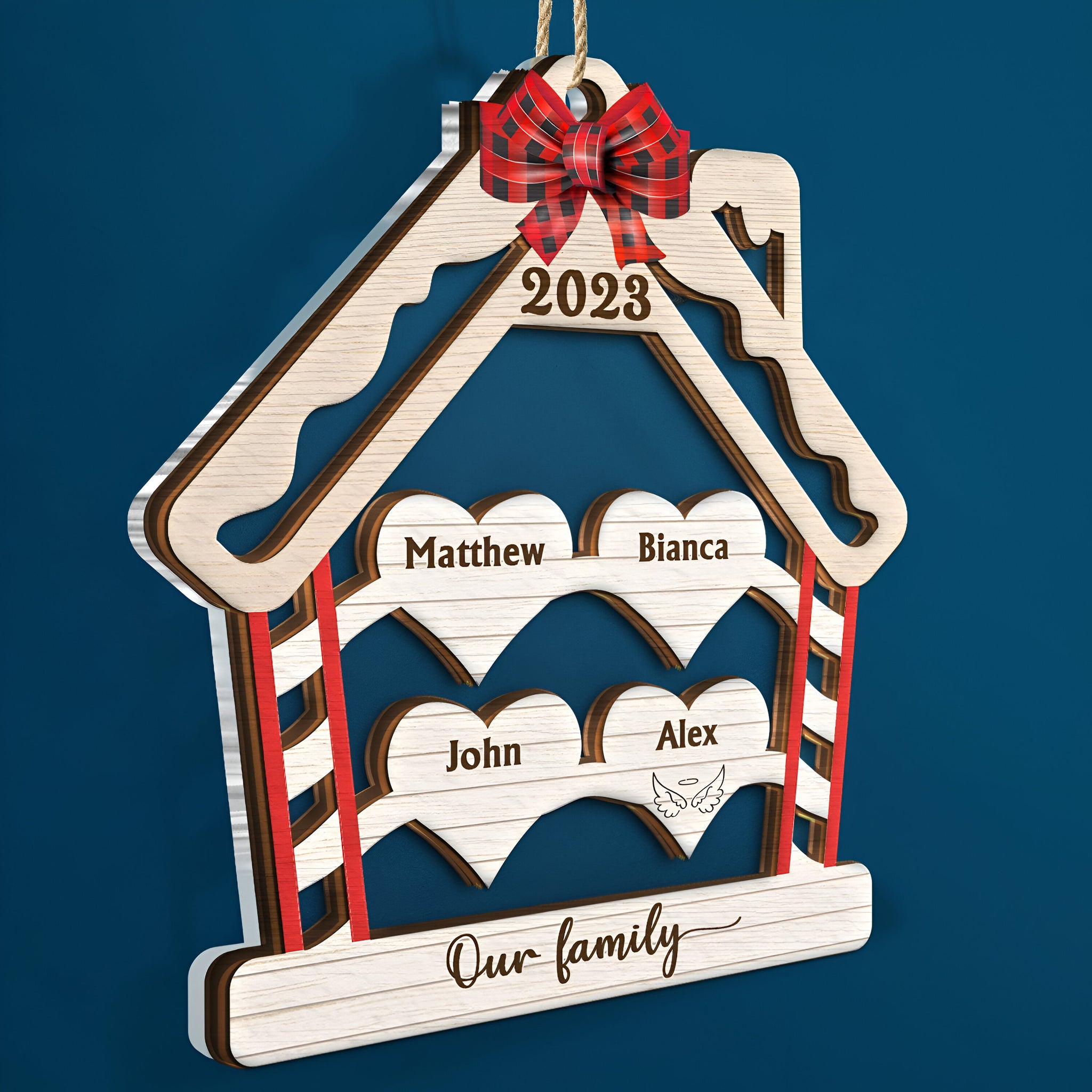 Wood Family - Christmas Gift For Family - Personalized 2-Layered Mix Ornament ORN0310