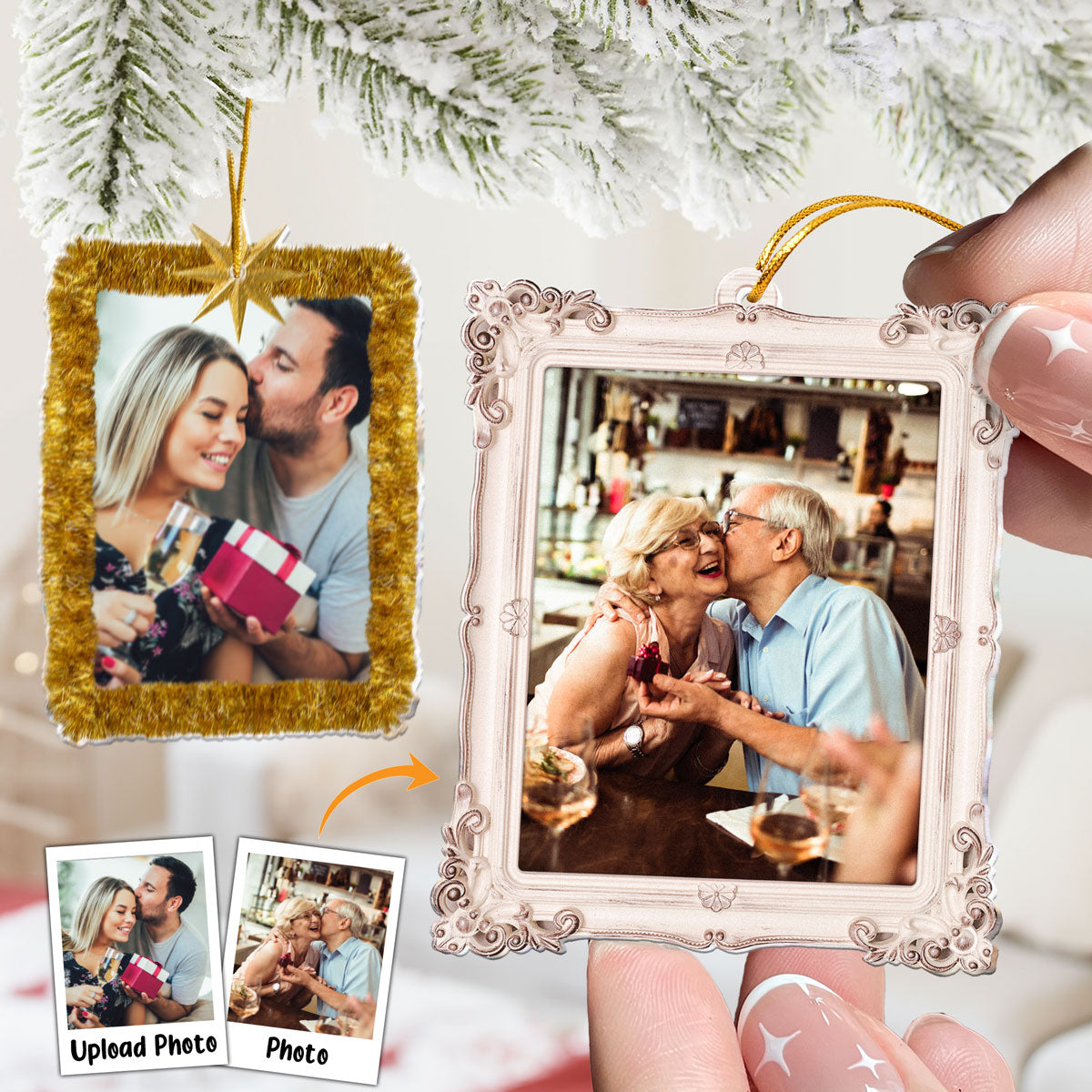 Christmas Ornament Custom Photo Frame - Personalized Acrylic Photo Ornament ORN0810