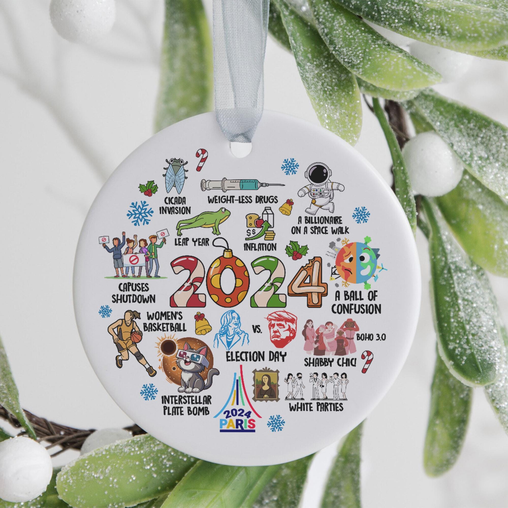 Year In Review 2024 Christmas Ornament, Notable Events 2024 Ornament, Newsmaker Cute 2024 Ornament, Year to Remember, Commemorative 2024 HAOR15