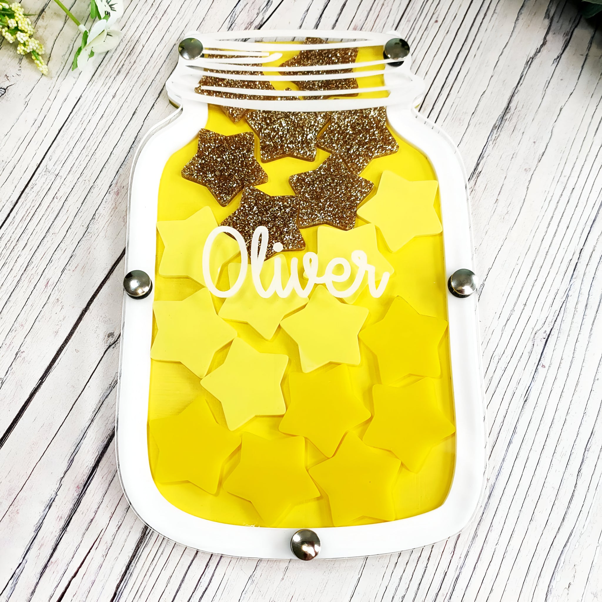 Yellow and White Glitter Reward Jar REJAR