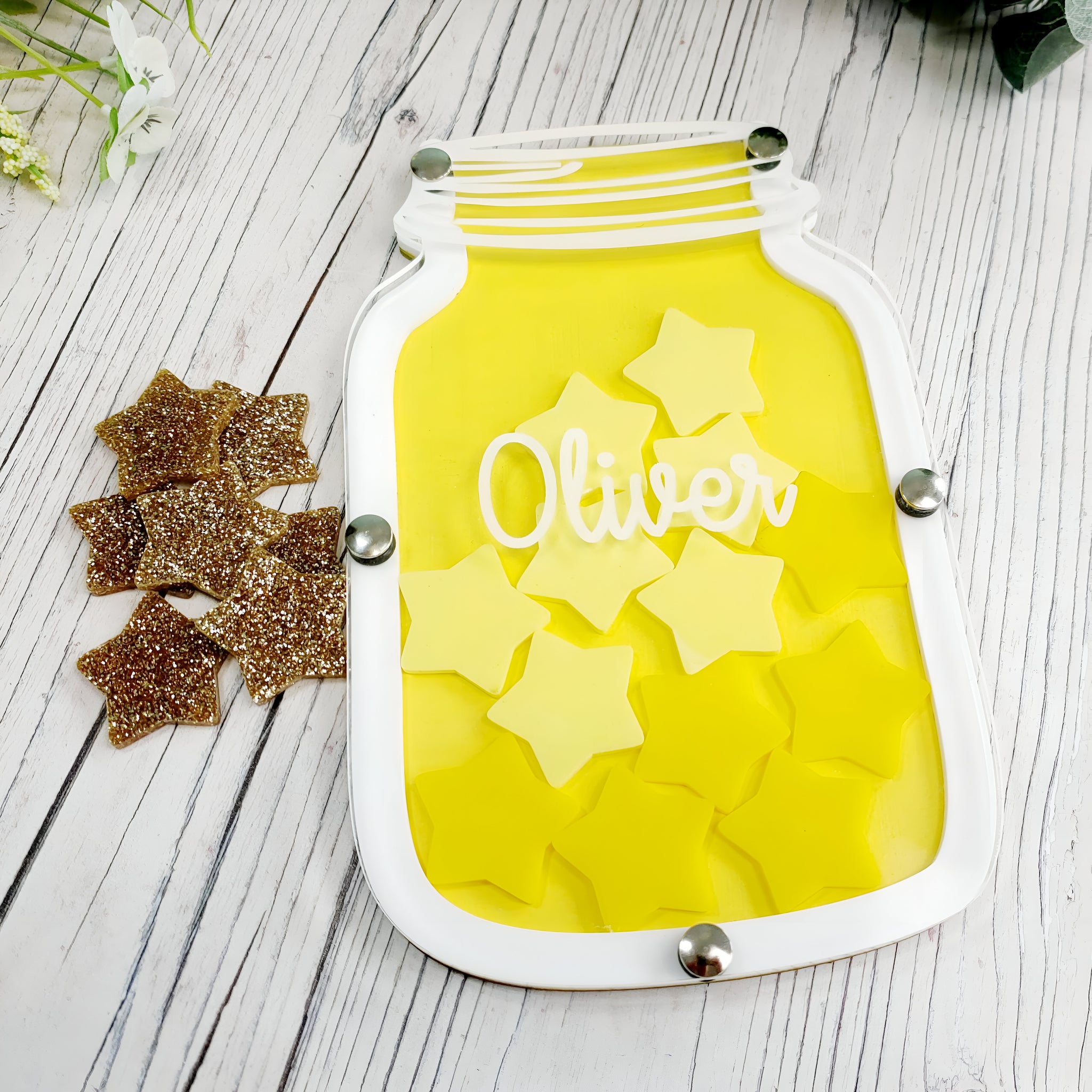 Yellow and White Glitter Reward Jar REJAR