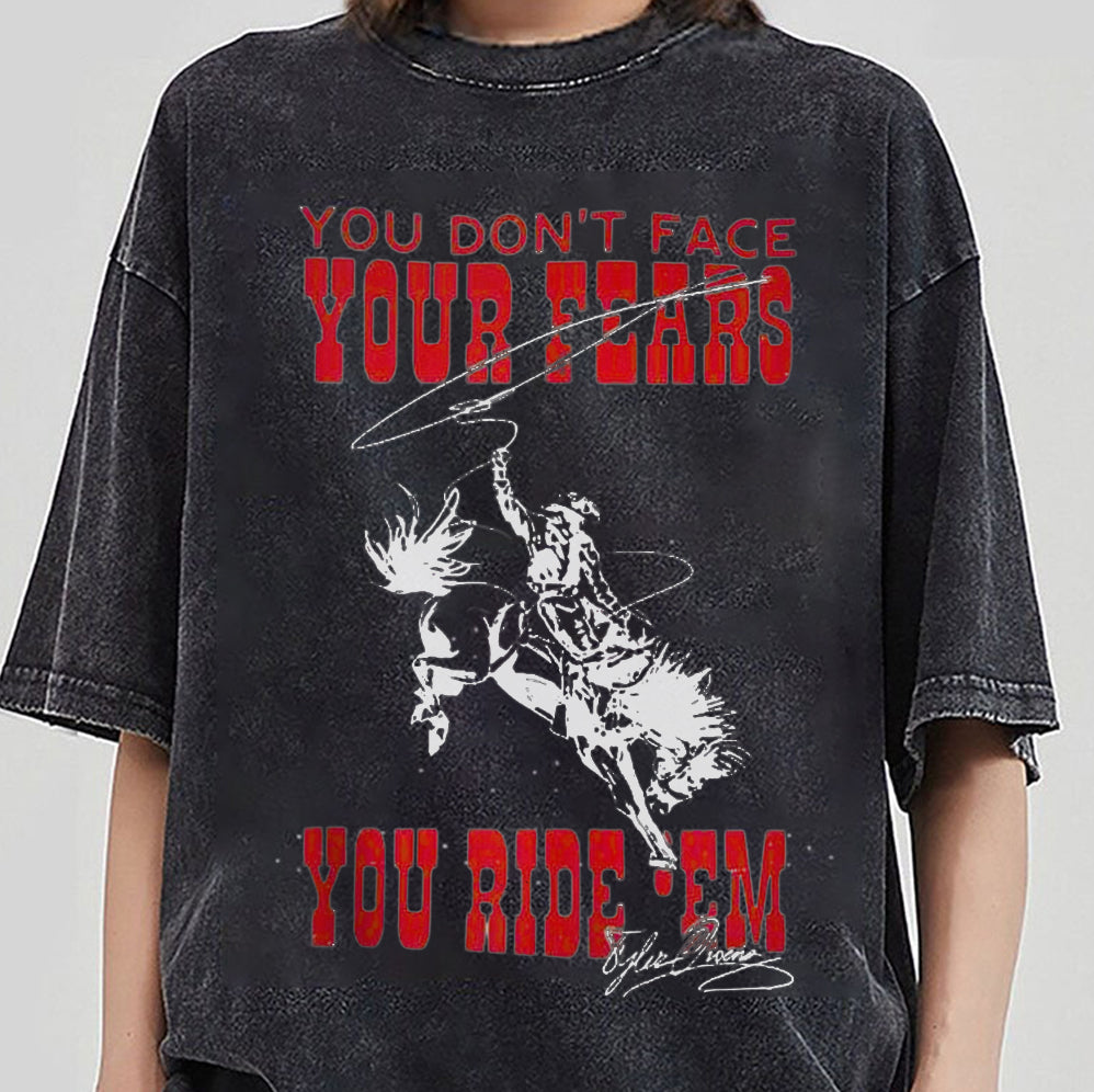 2 matYou Don't Face Your Fears You Ride 'Em Cowboy Tornado T-Shirt, Powell Sweatshirt V2, Twisters With Glen Powell Retro Movie Poster Vintage Unisex Shirt, Trendy Shirt