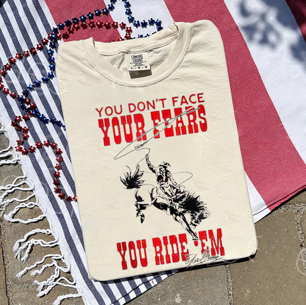 2 matYou Don't Face Your Fears You Ride 'Em Cowboy Tornado T-Shirt, Powell Sweatshirt V2, Twisters With Glen Powell Retro Movie Poster Vintage Unisex Shirt, Trendy Shirt