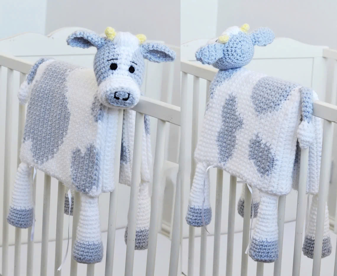 ORIGINAL Folding Cow Baby Blanket Crochet Pattern | Cuddle and Play Cow Blanket Toy Crochet Pattern | Baby, Child and Adult Size Blanket SVG18 CRO1910