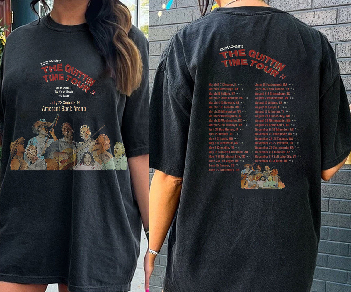 2 matZach Bryan 2024 Tour Printed T-shirt, Zach Bryan The Quittin Time Tour 2024 Shirt, Country Music Shirt, Zach Bryan Tshirt, Music Tour 2024