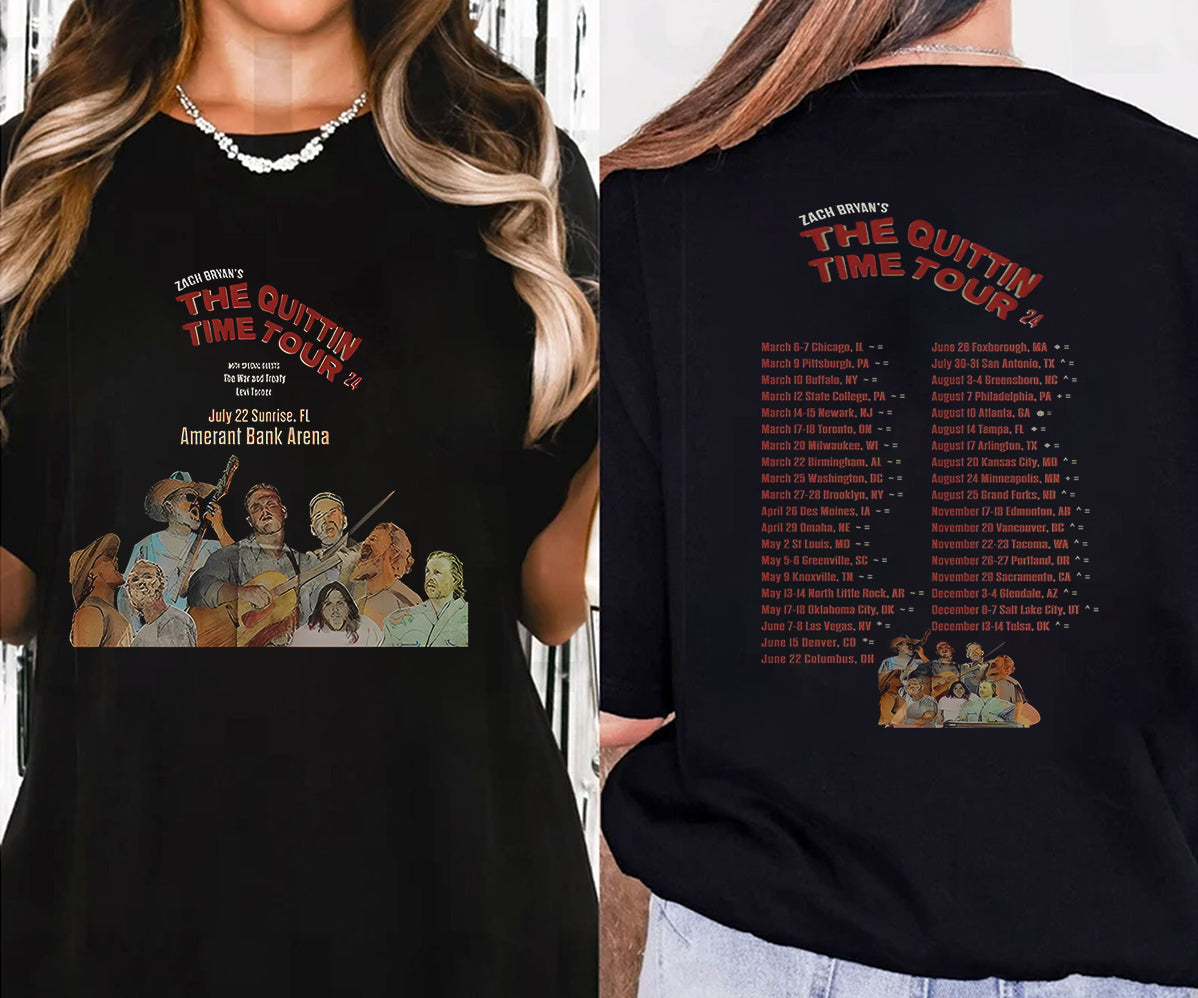 2 matZach Bryan 2024 Tour Printed T-shirt, Zach Bryan The Quittin Time Tour 2024 Shirt, Country Music Shirt, Zach Bryan Tshirt, Music Tour 2024