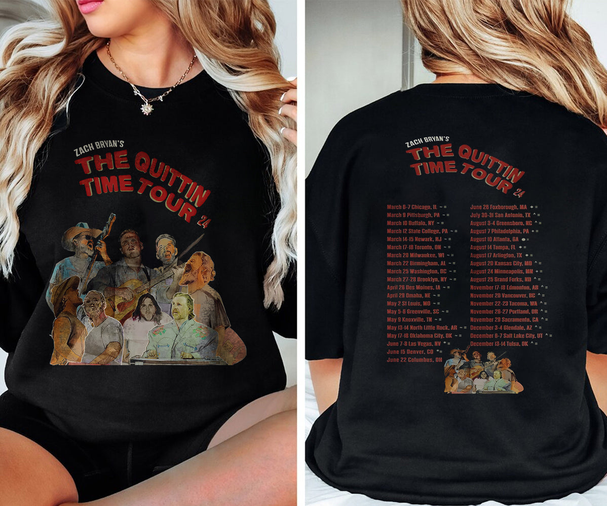 2 matZach Bryan 2024 Tour Printed T-shirt, Zach Bryan The Quittin Time Tour 2024 Shirt V2, Country Music Shirt, Zach Bryan Tshirt, Music Tour 2024