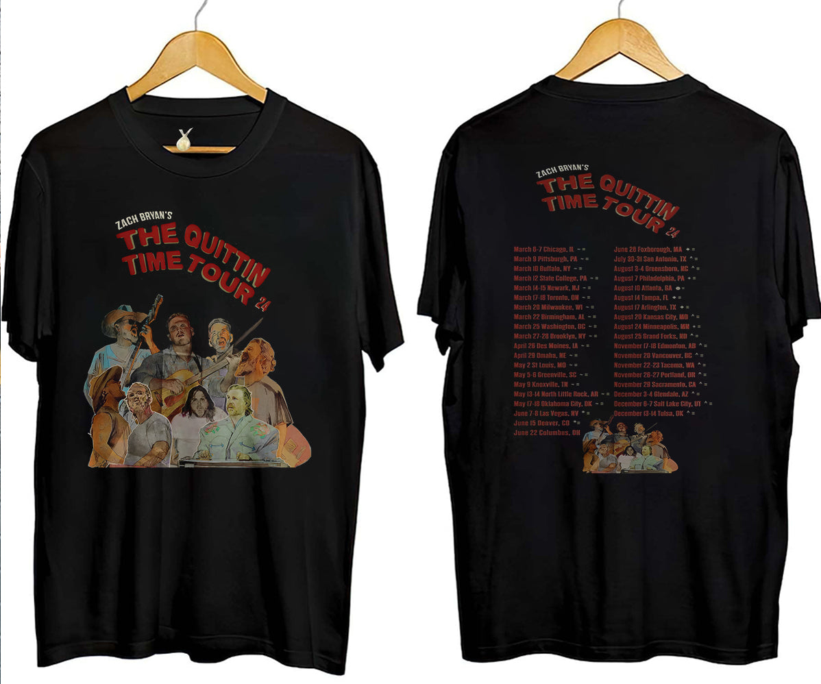 2 matZach Bryan 2024 Tour Printed T-shirt, Zach Bryan The Quittin Time Tour 2024 Shirt V2, Country Music Shirt, Zach Bryan Tshirt, Music Tour 2024