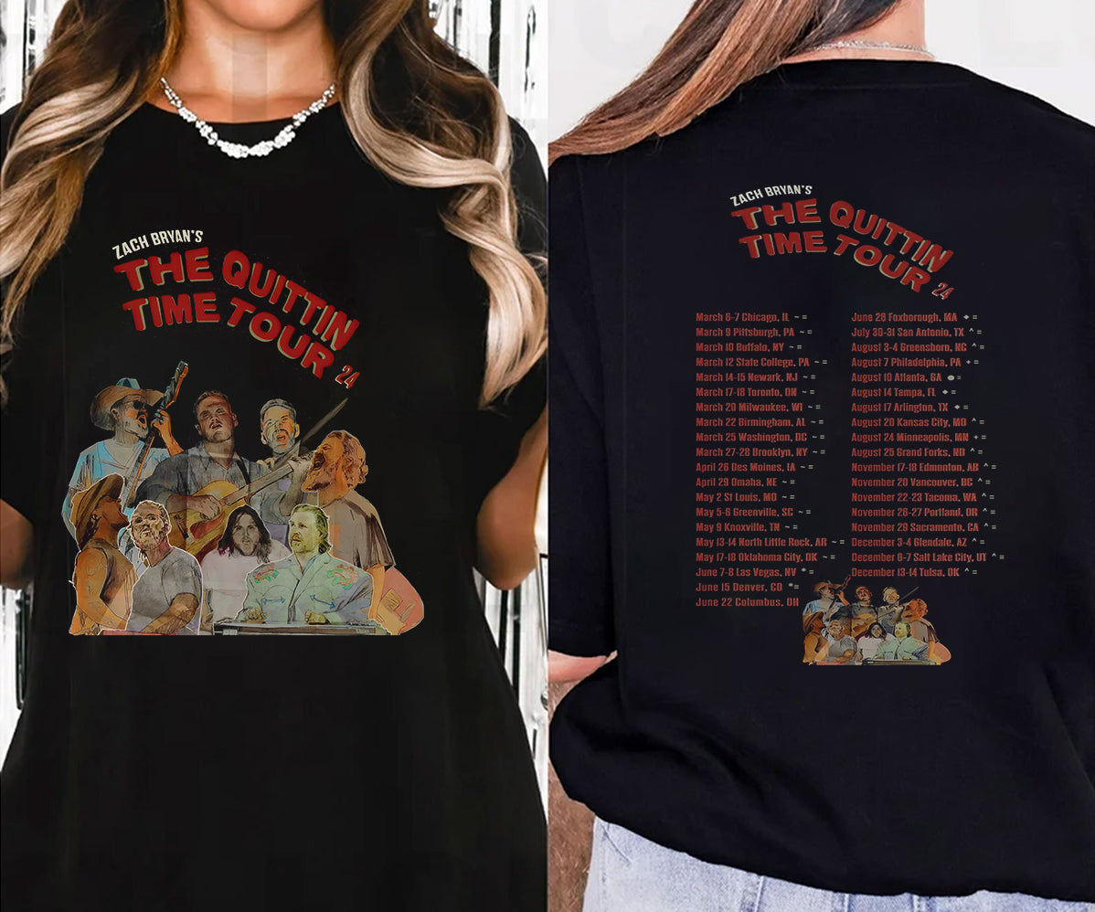 2 matZach Bryan 2024 Tour Printed T-shirt, Zach Bryan The Quittin Time Tour 2024 Shirt V2, Country Music Shirt, Zach Bryan Tshirt, Music Tour 2024