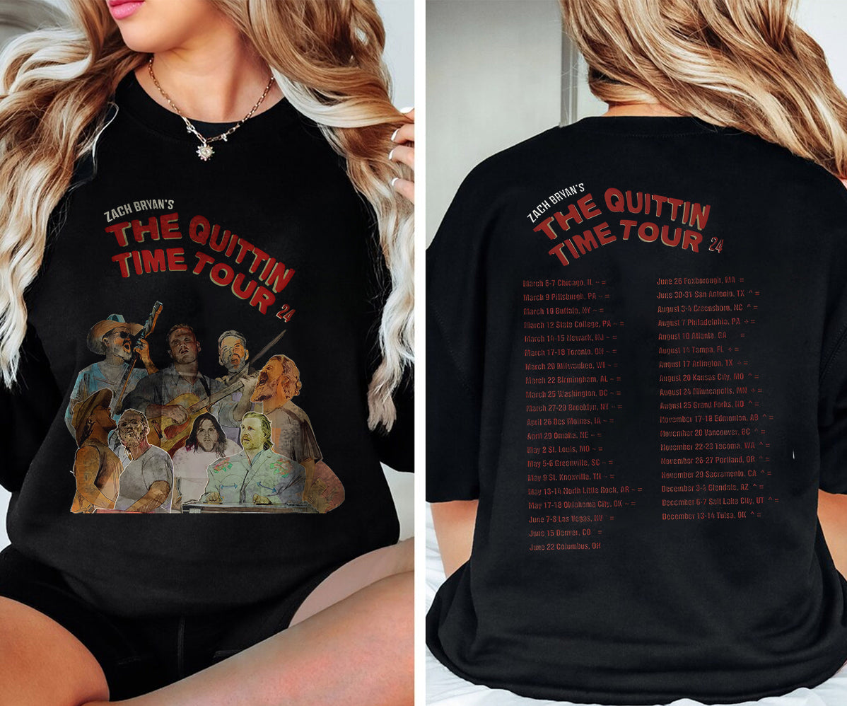 2 matZach Bryan 2024 Tour Printed T-shirt, Zach Bryan The Quittin Time Tour 2024 Shirt V3, Country Music Shirt, Zach Bryan Tshirt, Music Tour 2024