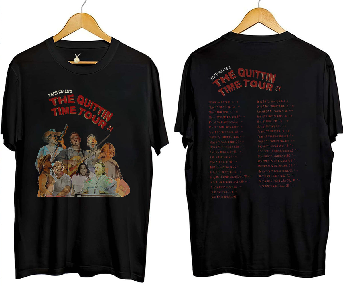 2 matZach Bryan 2024 Tour Printed T-shirt, Zach Bryan The Quittin Time Tour 2024 Shirt V3, Country Music Shirt, Zach Bryan Tshirt, Music Tour 2024