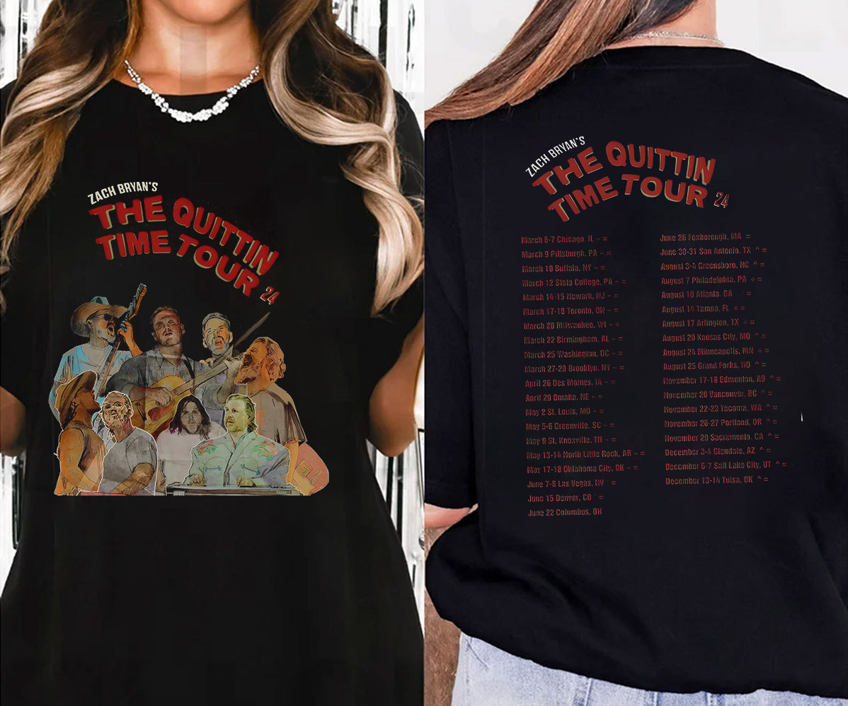 2 matZach Bryan 2024 Tour Printed T-shirt, Zach Bryan The Quittin Time Tour 2024 Shirt V3, Country Music Shirt, Zach Bryan Tshirt, Music Tour 2024