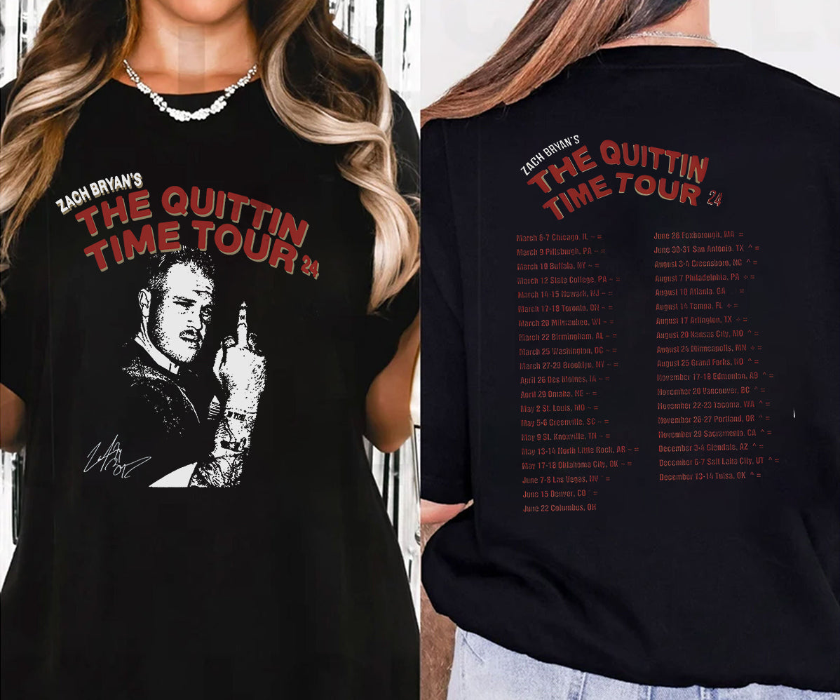 2 matZach Bryan 2024 Tour Printed T-shirt, Zach Bryan The Quittin Time Tour 2024 Shirt V4, Country Music Shirt, Zach Bryan Tshirt, Music Tour 2024