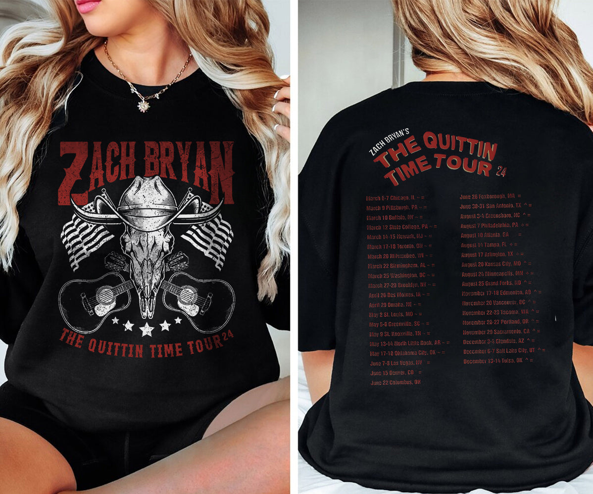 2 matZach Bryan 2024 Tour Printed T-shirt, Zach Bryan The Quittin Time Tour 2024 Shirt V5, Country Music Shirt, Zach Bryan Tshirt, Music Tour 2024