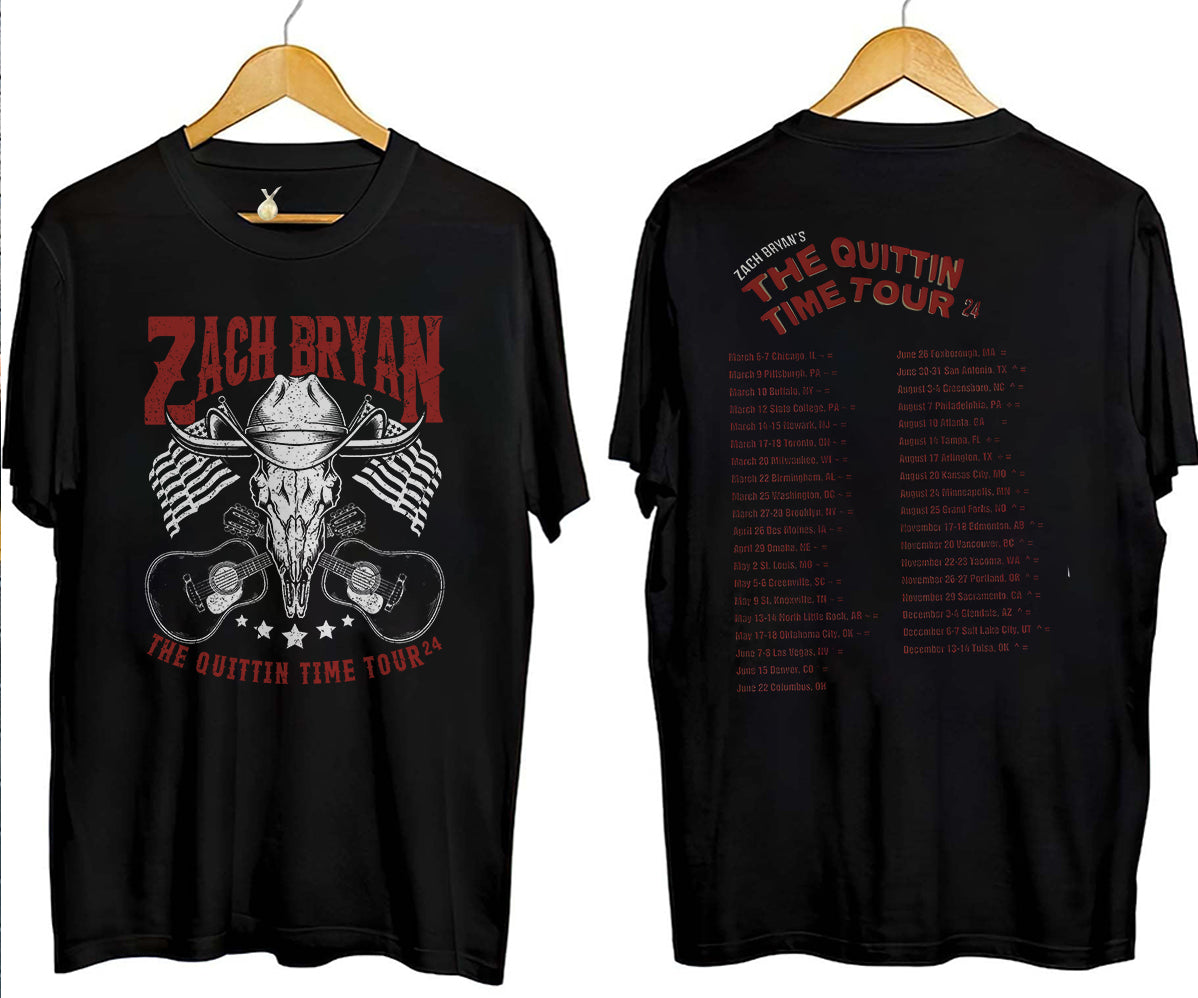 2 matZach Bryan 2024 Tour Printed T-shirt, Zach Bryan The Quittin Time Tour 2024 Shirt V5, Country Music Shirt, Zach Bryan Tshirt, Music Tour 2024