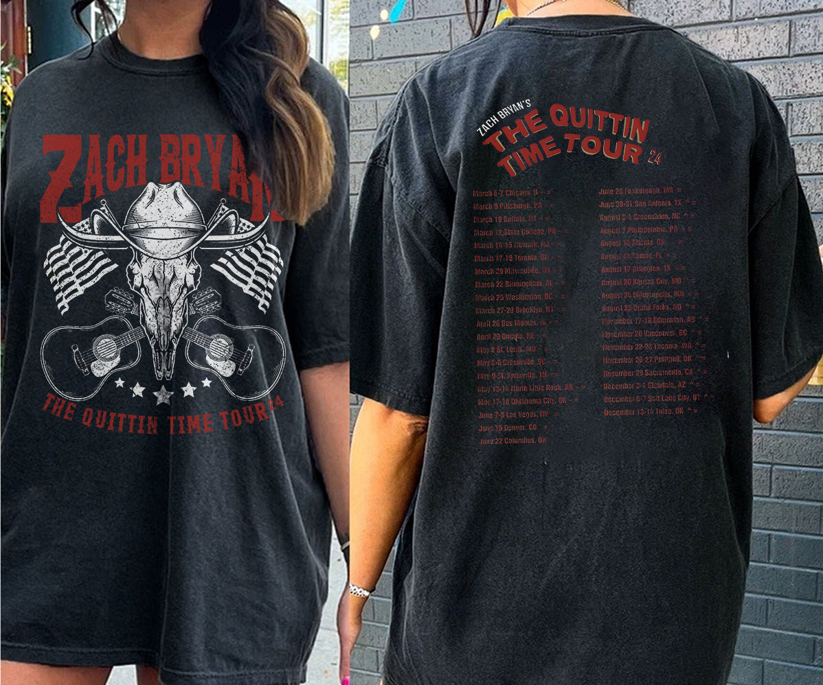 2 matZach Bryan 2024 Tour Printed T-shirt, Zach Bryan The Quittin Time Tour 2024 Shirt V5, Country Music Shirt, Zach Bryan Tshirt, Music Tour 2024