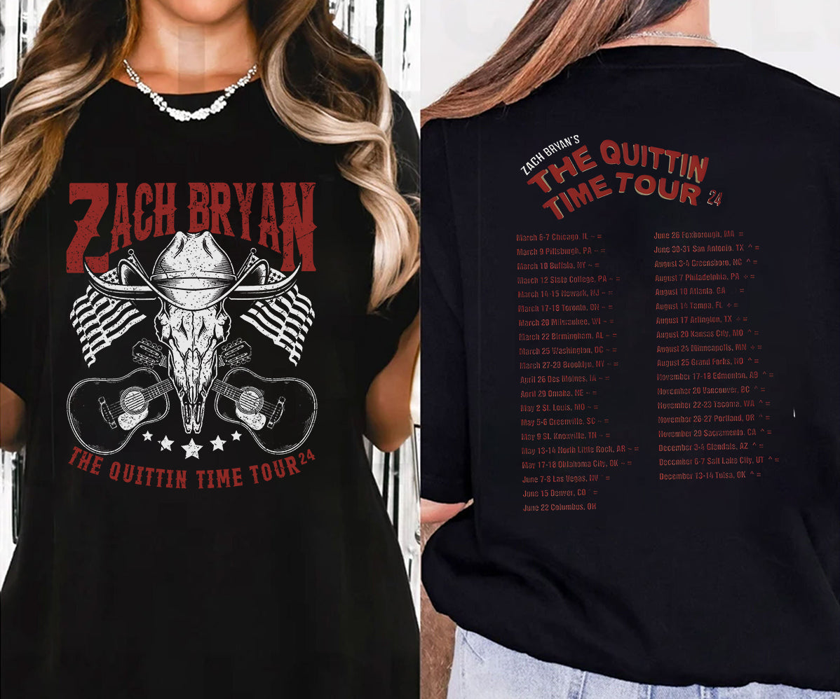 2 matZach Bryan 2024 Tour Printed T-shirt, Zach Bryan The Quittin Time Tour 2024 Shirt V5, Country Music Shirt, Zach Bryan Tshirt, Music Tour 2024