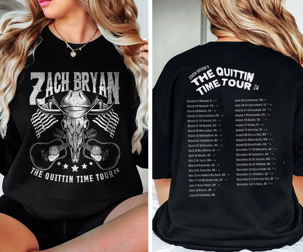 2 matZach Bryan 2024 Tour Printed T-shirt, Zach Bryan The Quittin Time Tour 2024 Shirt V6, Country Music Shirt, Zach Bryan Tshirt, Music Tour 2024