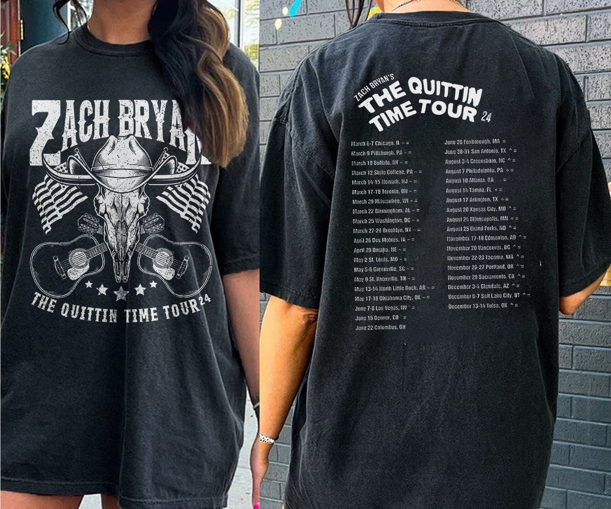 2 matZach Bryan 2024 Tour Printed T-shirt, Zach Bryan The Quittin Time Tour 2024 Shirt V6, Country Music Shirt, Zach Bryan Tshirt, Music Tour 2024