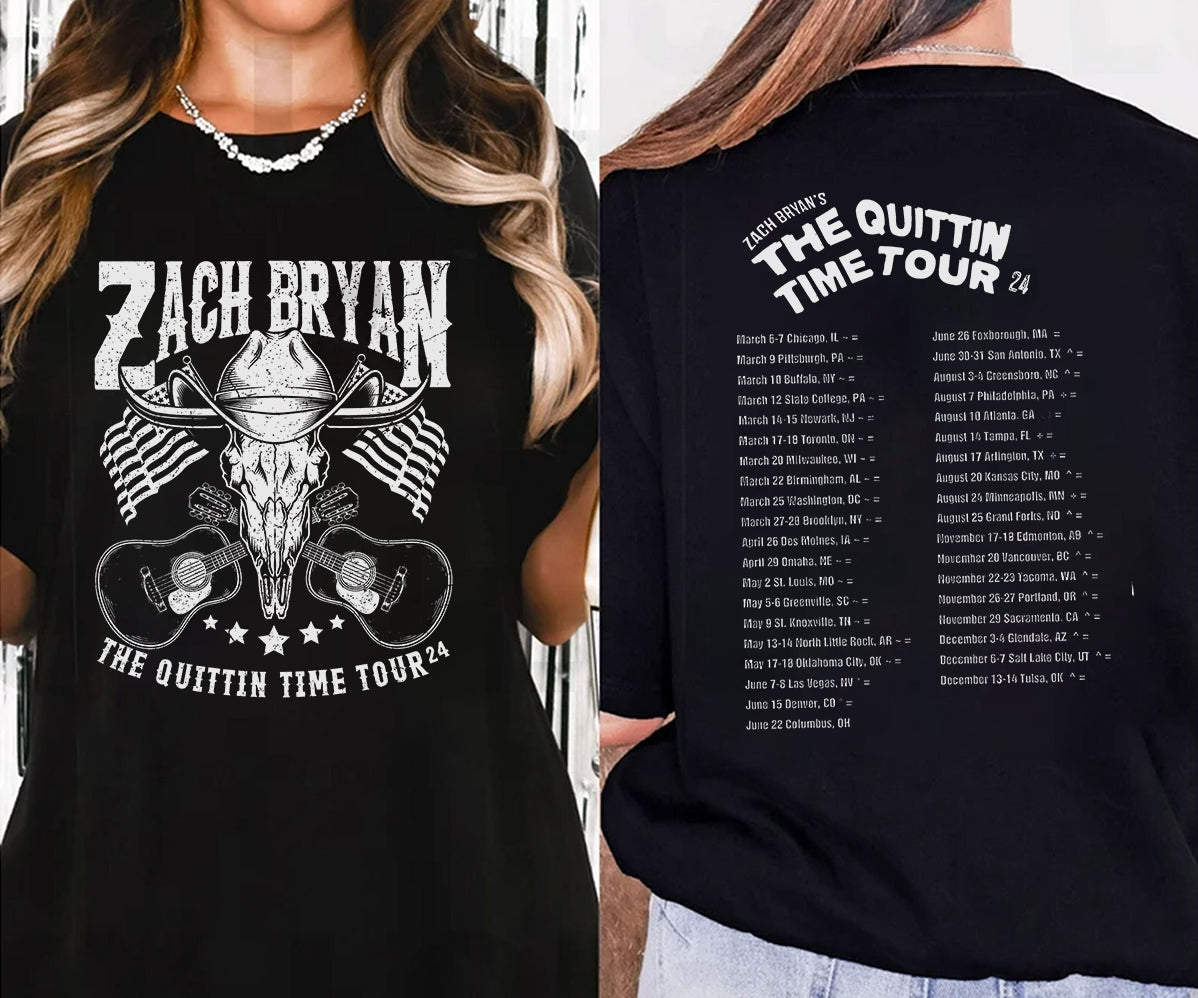 2 matZach Bryan 2024 Tour Printed T-shirt, Zach Bryan The Quittin Time Tour 2024 Shirt V6, Country Music Shirt, Zach Bryan Tshirt, Music Tour 2024